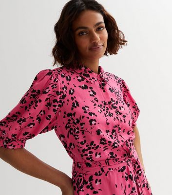 Pink animal print outlet shirt dress