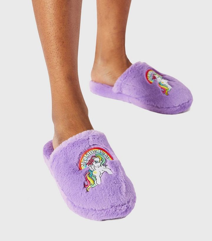 repetition transfusion Thunder Skinnydip Lilac My Little Pony Embroidered Slippers | New Look