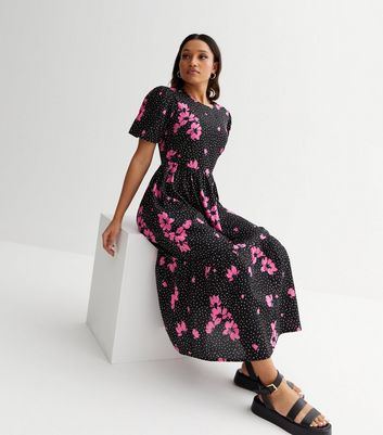 Polka dot and floral dress sale