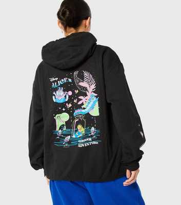 Skinnydip Black Logo Disney Alice in Wonderland Oversized Hoodie