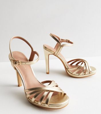 Gold metallic hot sale sandal heels