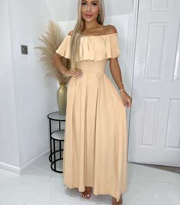 Missfiga Stone Bardot Frill Maxi Dress