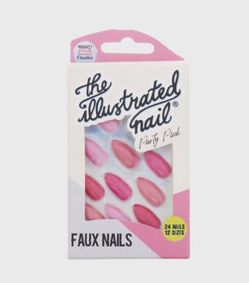 The Illustrated Nail Mid Pink Party Pink False Nails New Look