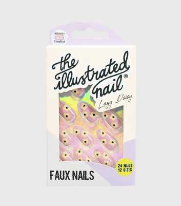 The Illustrated Nail Pink Lazy Daisy False Nails