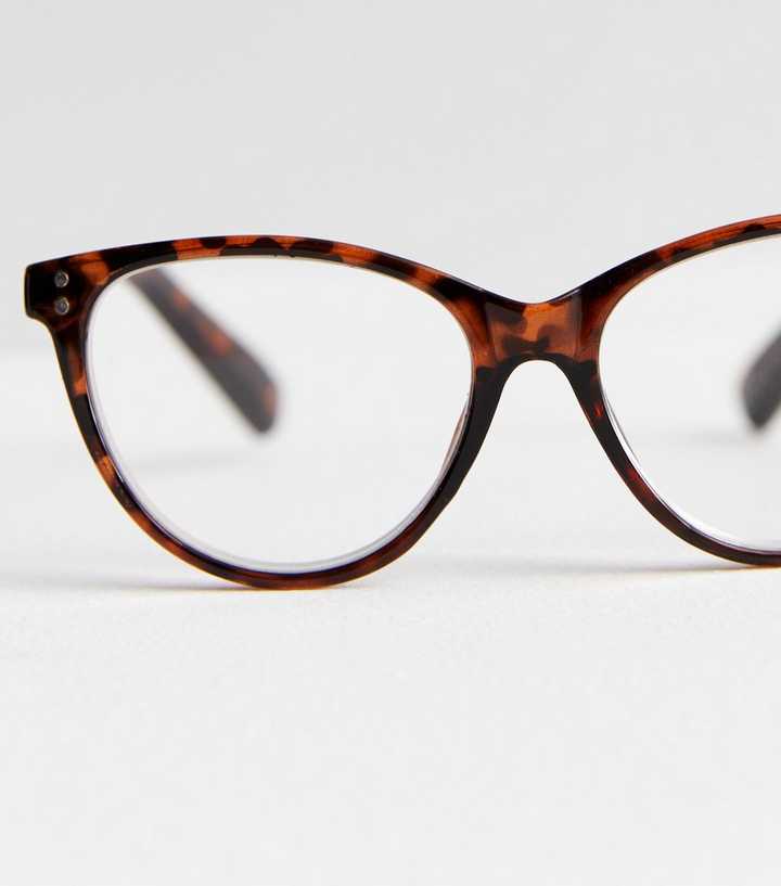 Dark Brown Preppy Cat Eye Glasses | New Look
