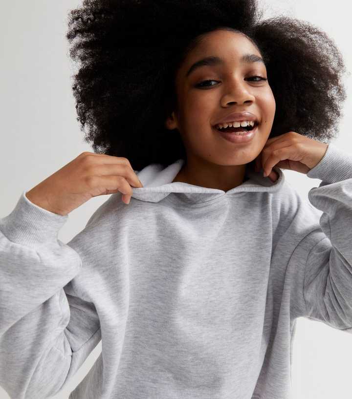 Girls Grey Jersey Hoodie