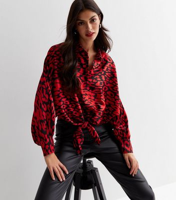 Red leopard print store shirts