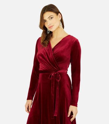 Burgundy velvet dress store uk