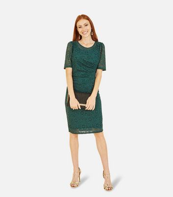 Yumi Green Lace Puff Sleeve Dress | New Look