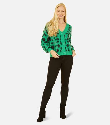 Green leopard print cardigan hotsell