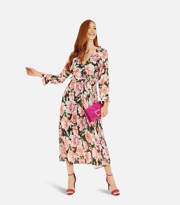 Rose long sleeve hot sale pleated midi dress