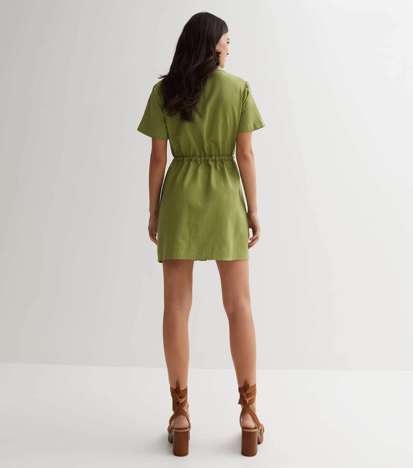 Olive Utility Mini Dress Image 4