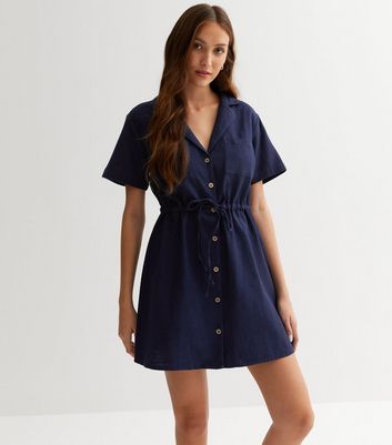 Navy shirt dress new deals look