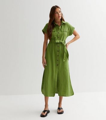 Belted utility midi shirt cheap dress