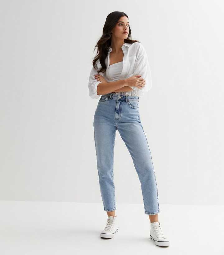 Pale Blue Waist Mom Jeans | New Look