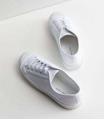 Ladies wide fit store white trainers