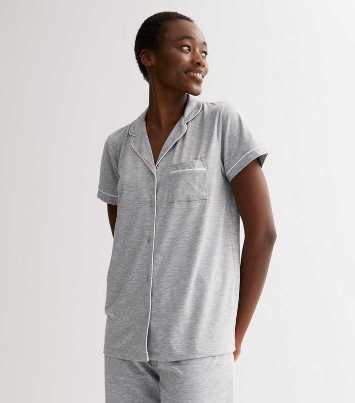Tall Grey Jersey Piping Trouser Pyjama Set