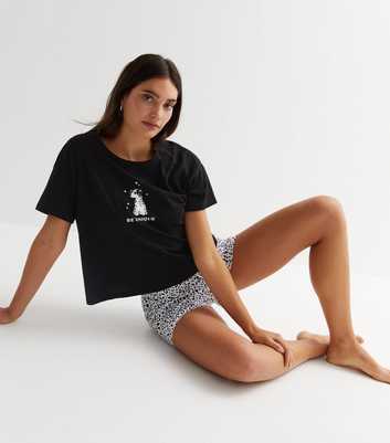 Black Short Pyjama Set with Dalmatian Print