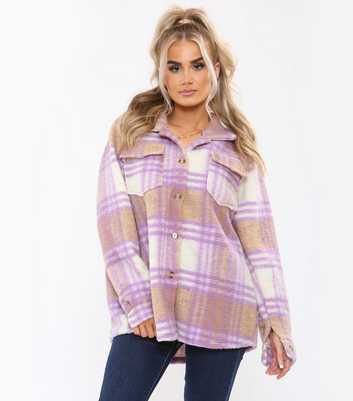 JUSTYOUROUTFIT Lilac Check Double Pocket Shacket