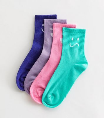 4 Pack Multicoloured Expression Tube Socks New Look