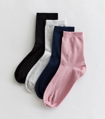 4 Pack Pink Navy Grey and Black Socks