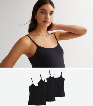 3 Pack Black Jersey Scoop Neck Camis | New Look