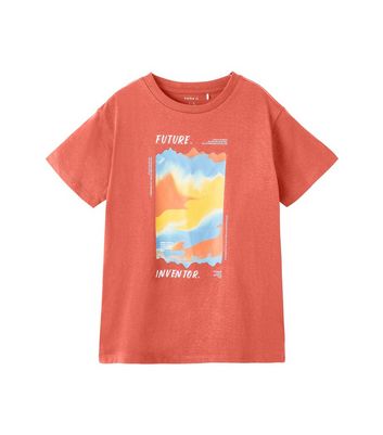 Name It Coral Future Inventor Box Print Logo T-Shirt New Look