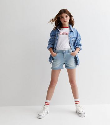 Name It Pale Blue Denim Shorts New Look