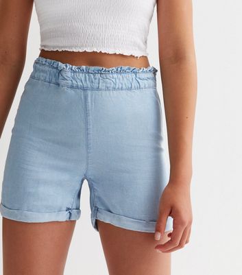 Name It Pale Blue Denim Frill Shorts New Look