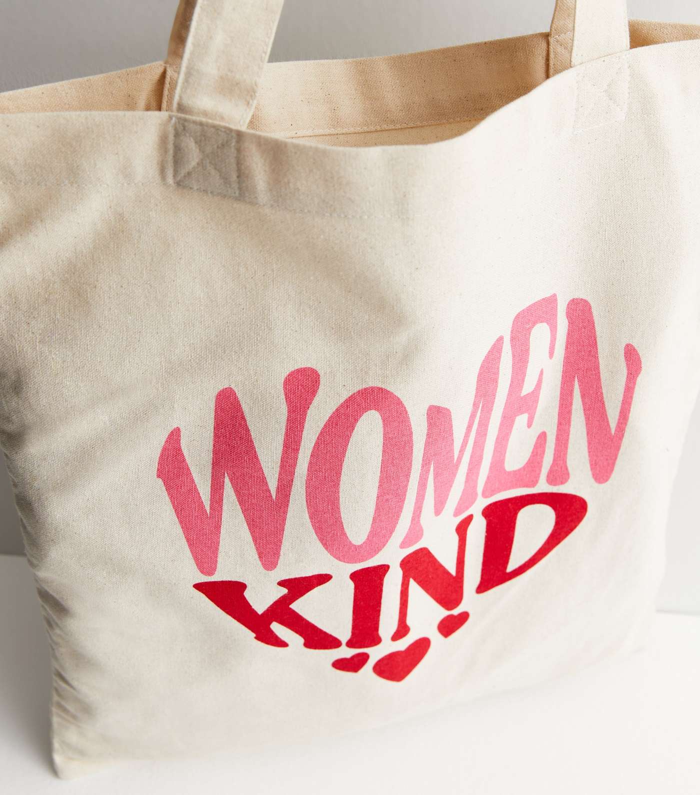Cream Heart Women Kind Logo Canvas Tote Bag Image 3