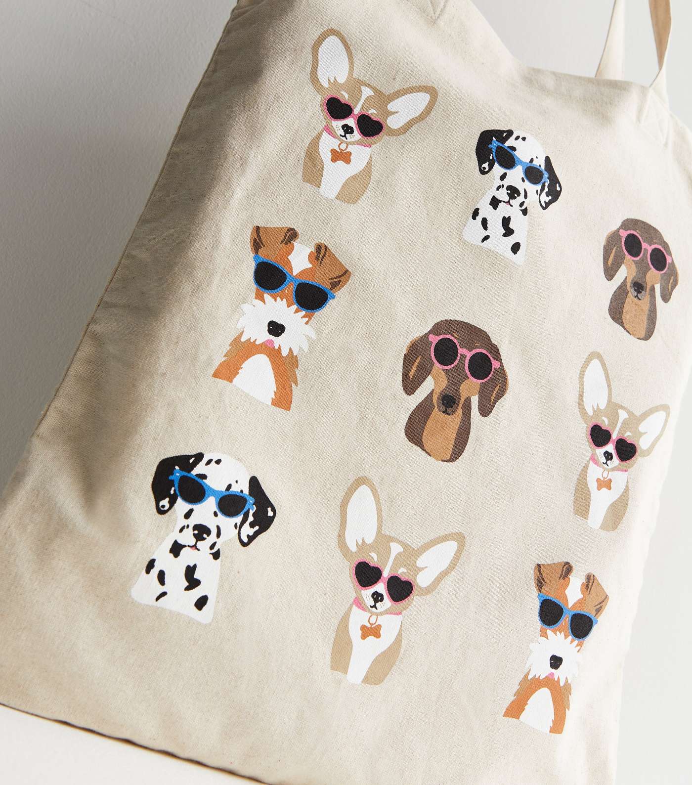 Cream Sunglasses Dogs Cotton Canvas Tote Bag Image 3