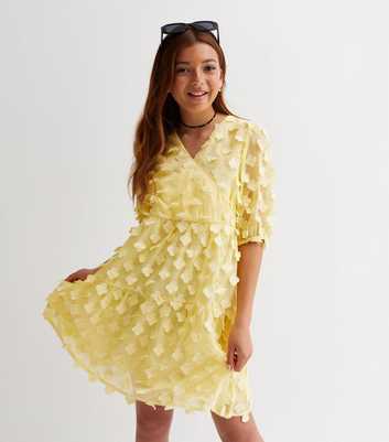 Name It Yellow Appliqué Short Sleeve Dress