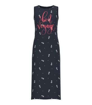 Name It Navy Bon Voyage Logo Maxi Dress | New Look