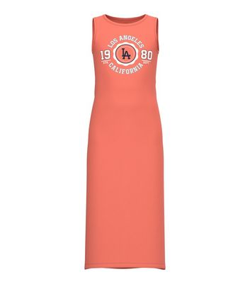 Name It Coral Los Angeles Logo Maxi Dress New Look