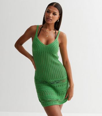 Green shop crochet dress