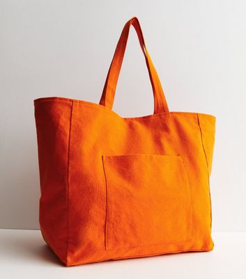 Bright Orange Canvas Large Tote Bag