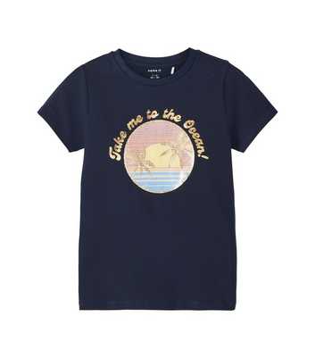 Name It Navy Take Me To The Ocean Logo T-Shirt