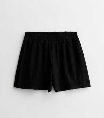 Girls Black Broderie Beach Shorts