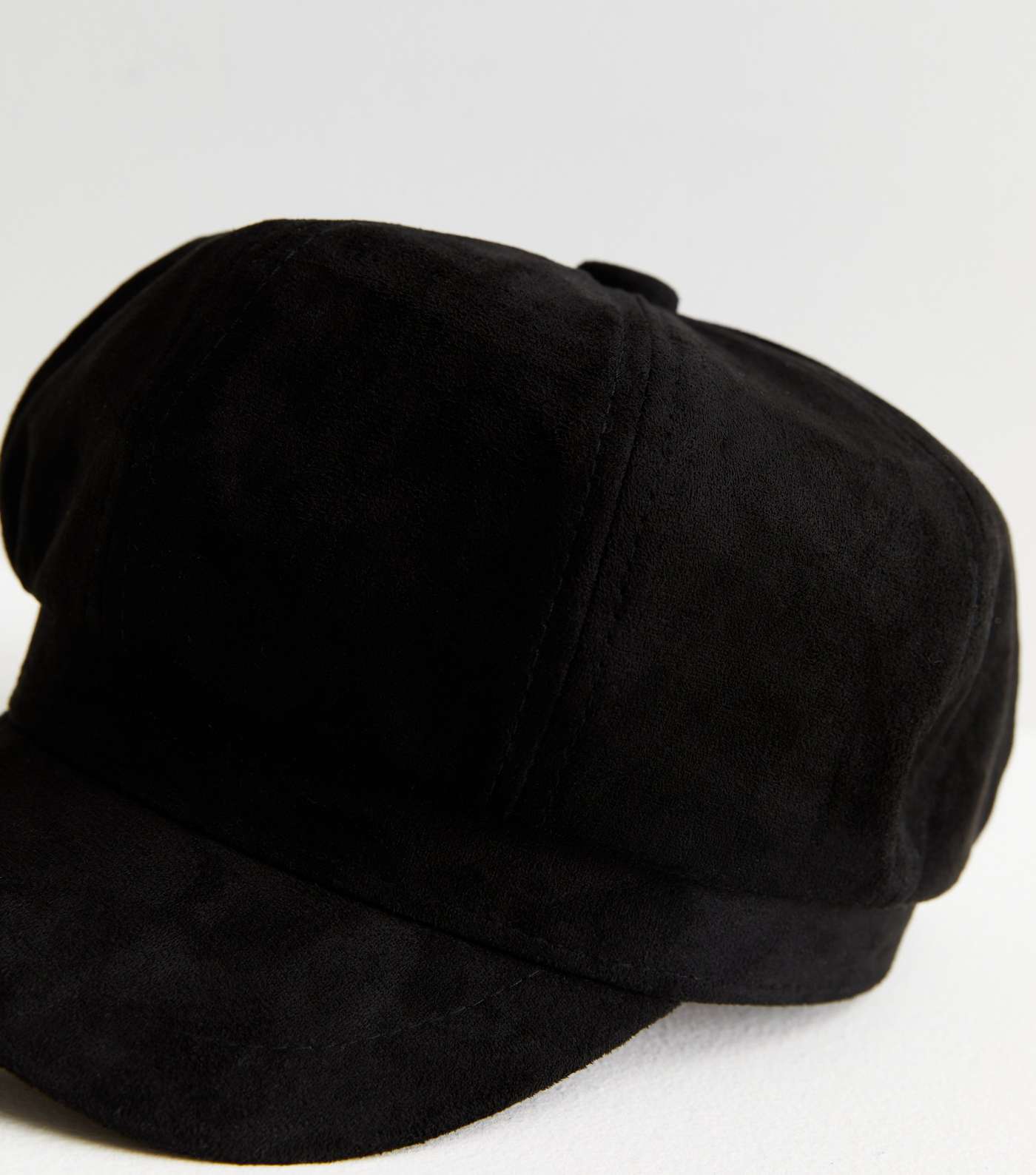 Black Suedette Baker Boy Hat Image 3