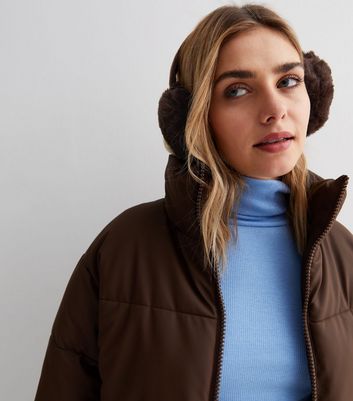 Dark Brown Faux Fur Ear Muffs New Look