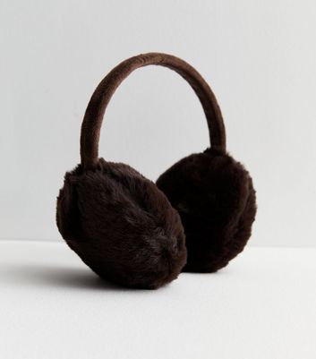 Dark Brown Faux Fur Ear Muffs | New Look