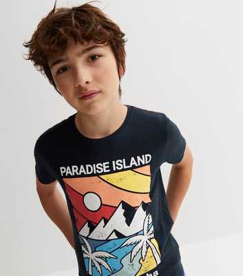 Name It Navy Paradise Island Logo T-Shirt