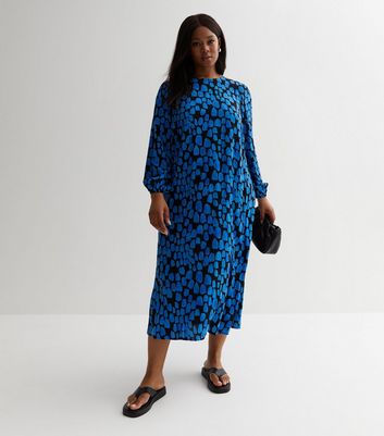 Blue leopard print shop dress new look