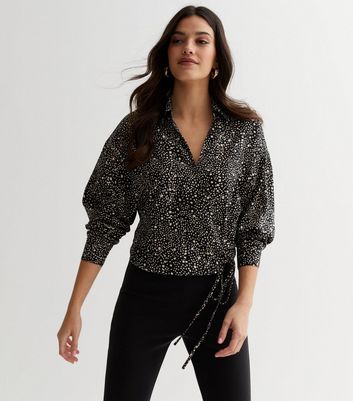 Black Animal Print Sleeveless Tops