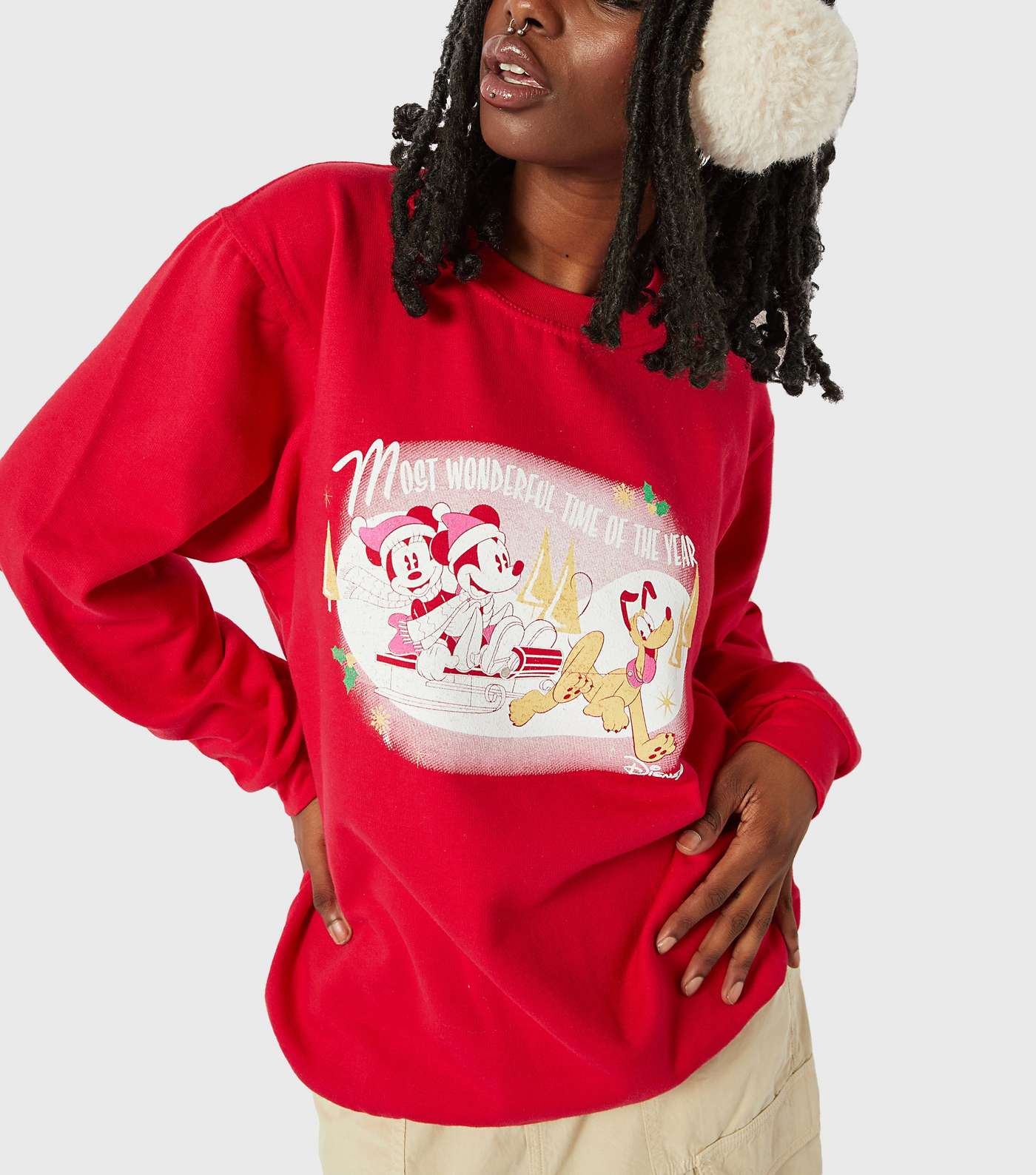 Skinnydip Red Disney Mickey Christmas Sweatshirt