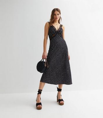 Black and white shop polka dot slip dress