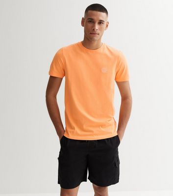 Men's Bright Orange Sunshine Embroidered T-Shirt New Look