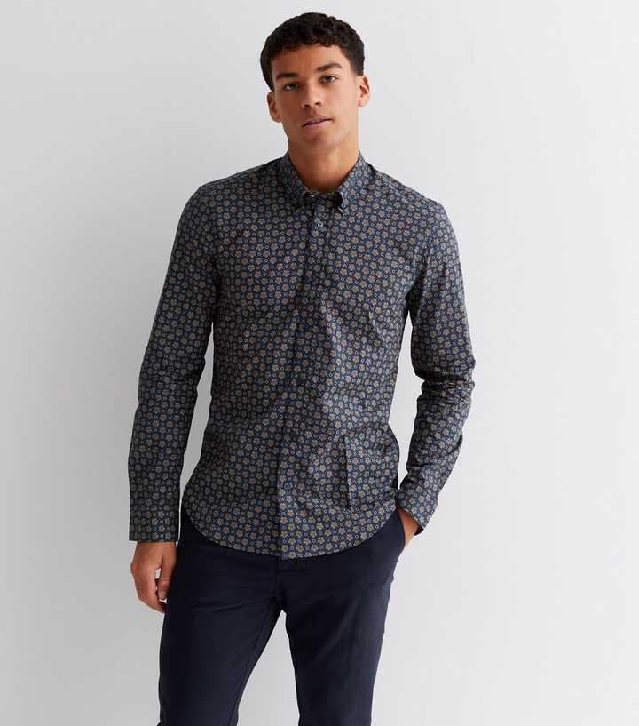 Men's White & Navy Blue Polka Dot Shirt, Ben Sherman