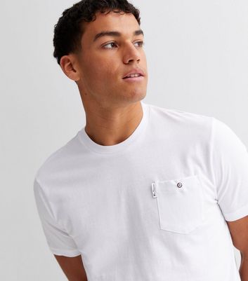 Men's Ben Sherman White Crew Neck Pocket T-Shirt New Look
