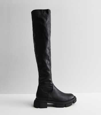 Public Desire Black Over the Knee Chunky Boots